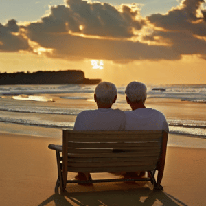Older couple enjoying their golden retirement years .