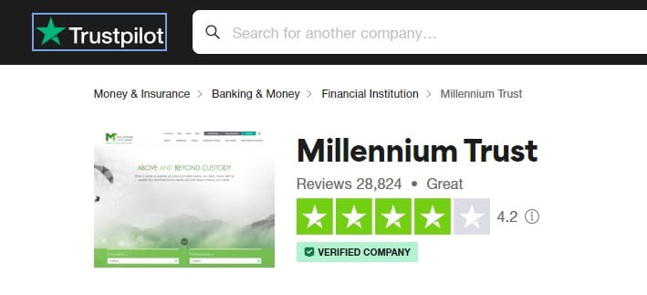 Millennium Trust Company Trustpilot reviews